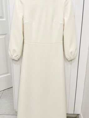 Long Sleeve Cream Midi Dress
